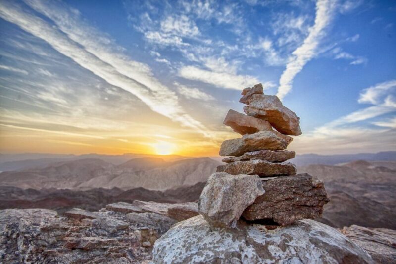 rocks balance sunset