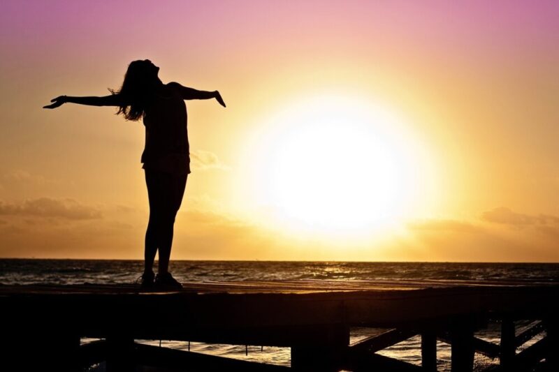 woman girl freedom happy sun sihouette sunrise