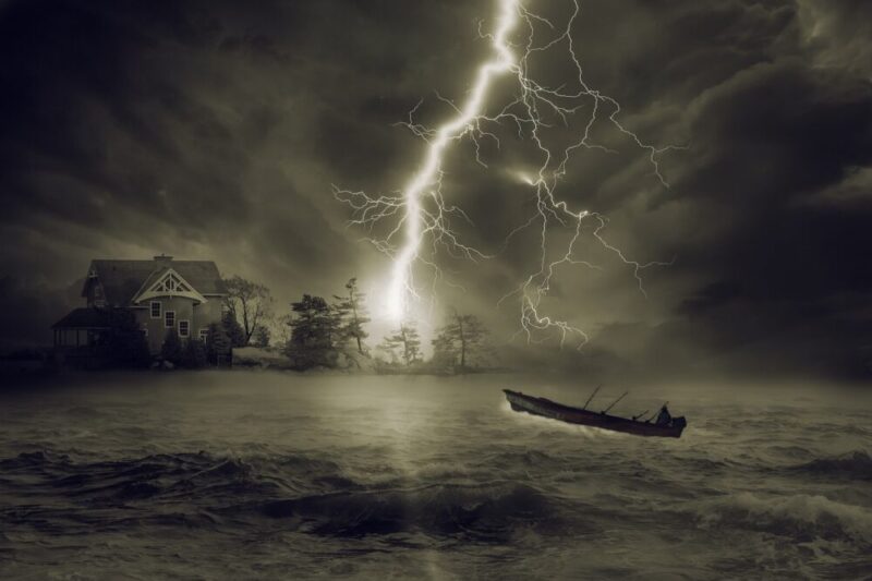 lightning strikes and small boats