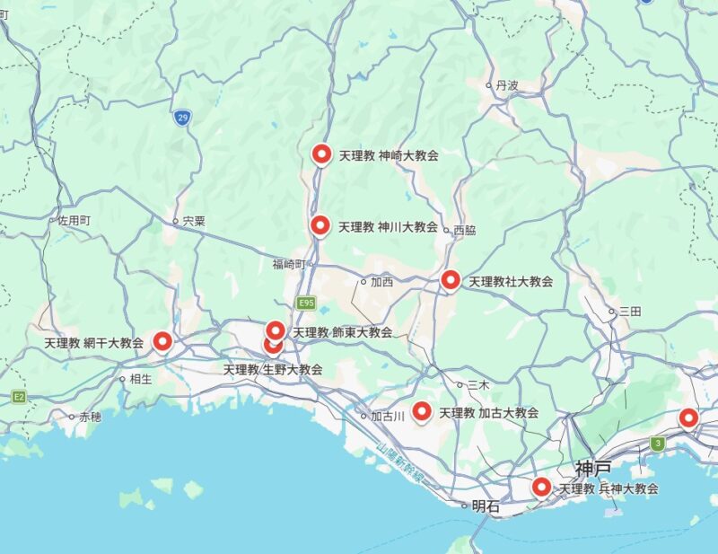 兵庫県大教会位置図